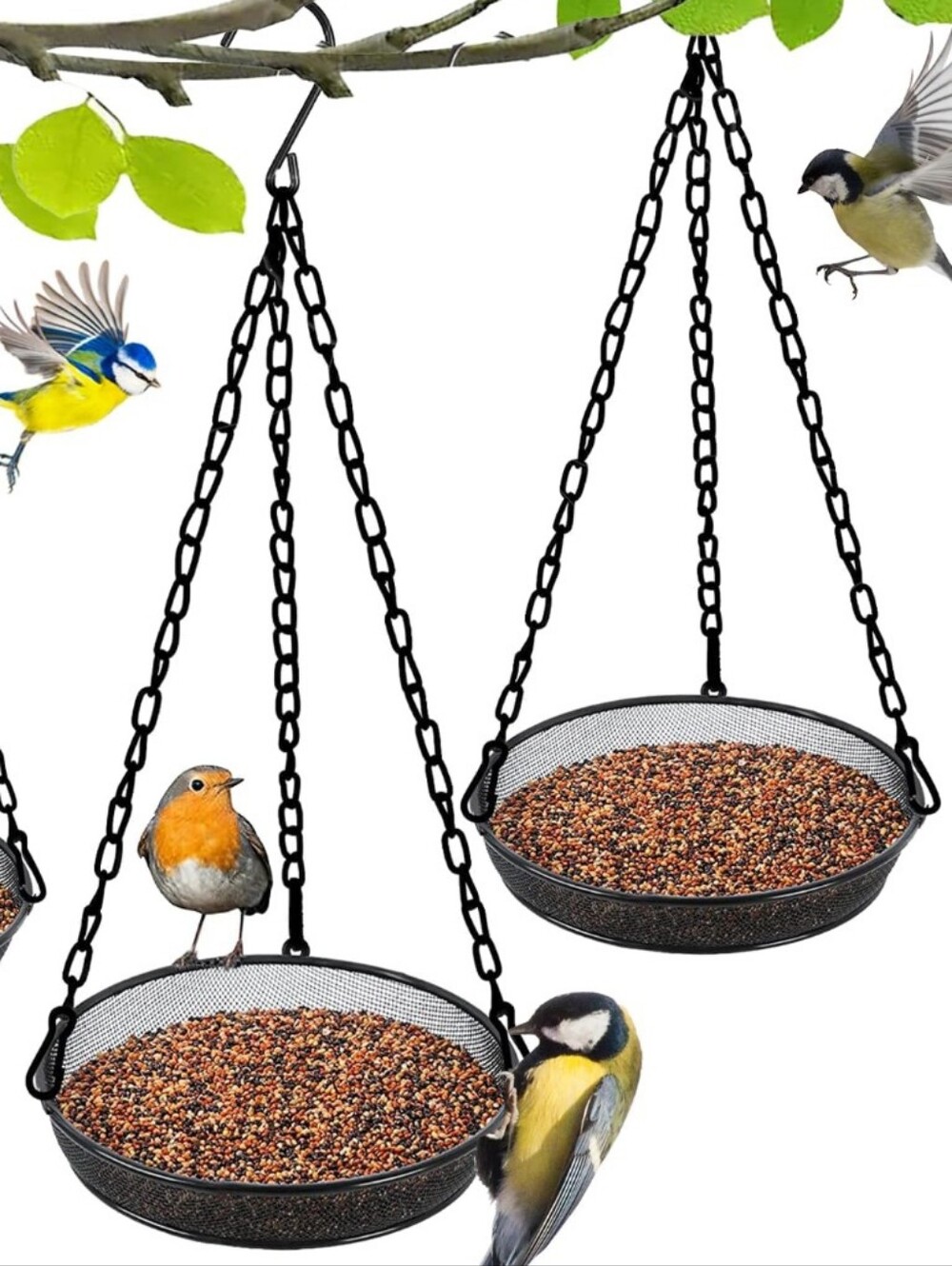 Black Hanging Mesh Bird Feeder - Two-Pack